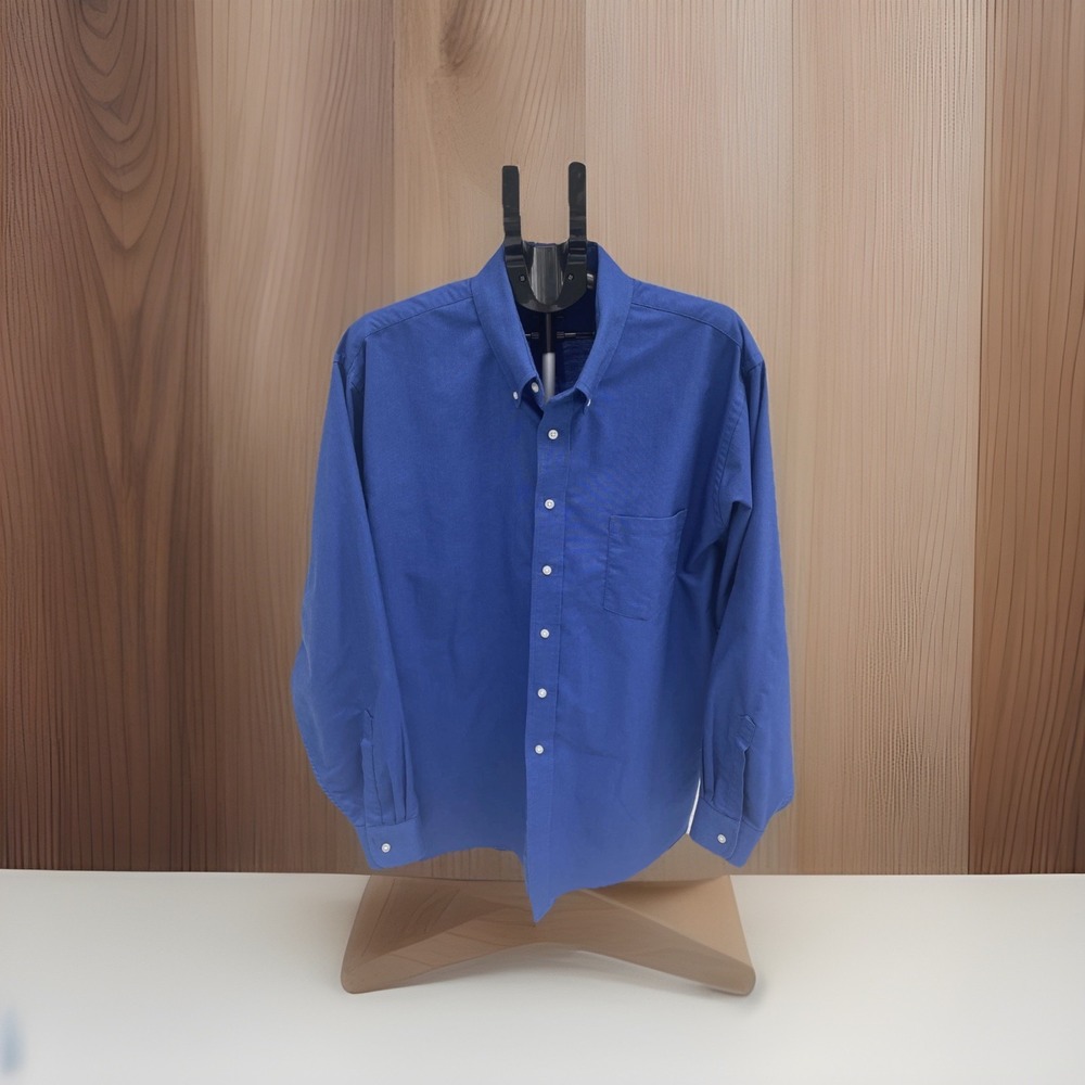 Van Heusen Men's Dress Shirt 2XL 18 1/2-19 36/37 Deep Blue Wrinkle Free